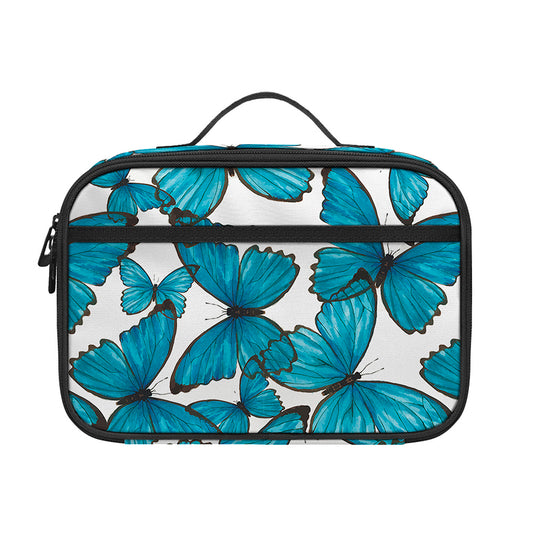 Blue Watercolor Butterfly Pattern Print Portable Lunch Bag