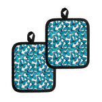 Blue Watercolor Butterfly Pattern Print Pot Holders