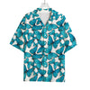 Blue Watercolor Butterfly Pattern Print Rayon Hawaiian Shirt