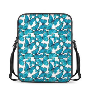 Blue Watercolor Butterfly Pattern Print Rectangular Crossbody Bag