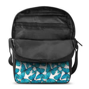 Blue Watercolor Butterfly Pattern Print Rectangular Crossbody Bag