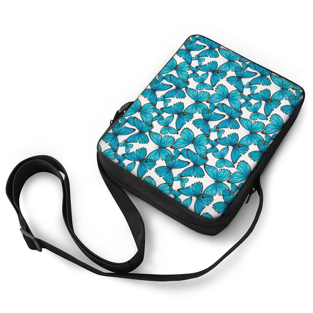 Blue Watercolor Butterfly Pattern Print Rectangular Crossbody Bag