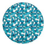 Blue Watercolor Butterfly Pattern Print Round Blanket