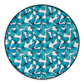 Blue Watercolor Butterfly Pattern Print Round Floor Mat