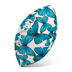 Blue Watercolor Butterfly Pattern Print Rugby Ball