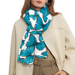 Blue Watercolor Butterfly Pattern Print Scarf