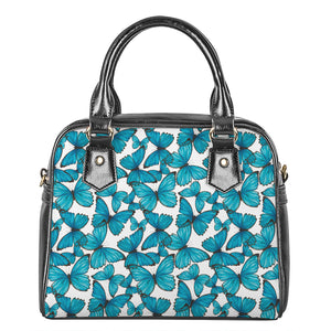 Blue Watercolor Butterfly Pattern Print Shoulder Handbag