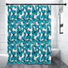 Blue Watercolor Butterfly Pattern Print Shower Curtain