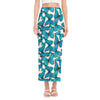 Blue Watercolor Butterfly Pattern Print Side Slit Maxi Skirt