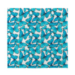 Blue Watercolor Butterfly Pattern Print Silk Bandana