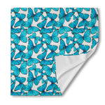 Blue Watercolor Butterfly Pattern Print Silk Bandana