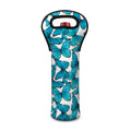 Blue Watercolor Butterfly Pattern Print Single Neoprene Wine Tote