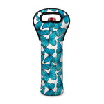 Blue Watercolor Butterfly Pattern Print Single Neoprene Wine Tote