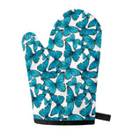 Blue Watercolor Butterfly Pattern Print Single Oven Mitt