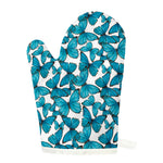 Blue Watercolor Butterfly Pattern Print Single Oven Mitt