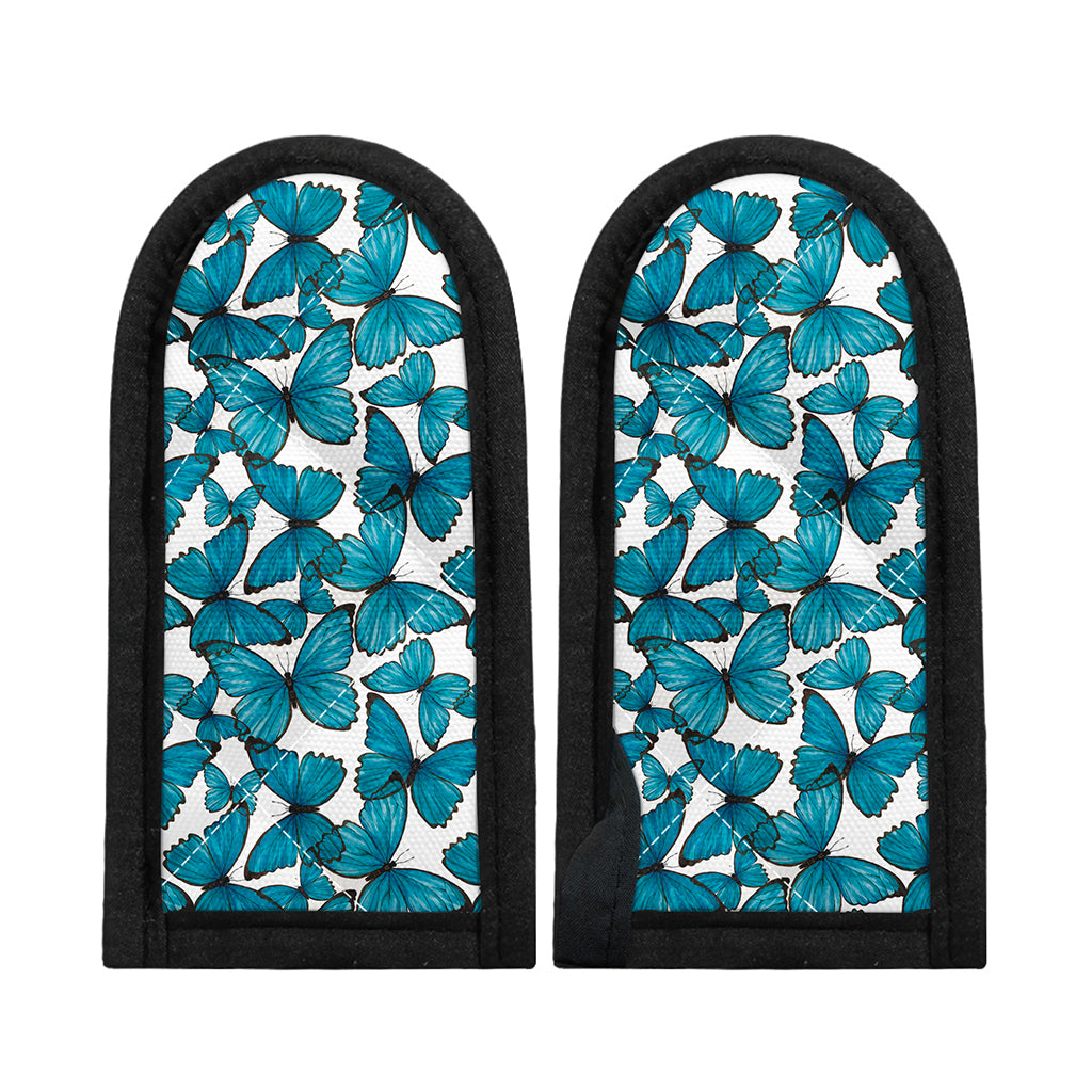 Blue Watercolor Butterfly Pattern Print Skillet Handle Cover