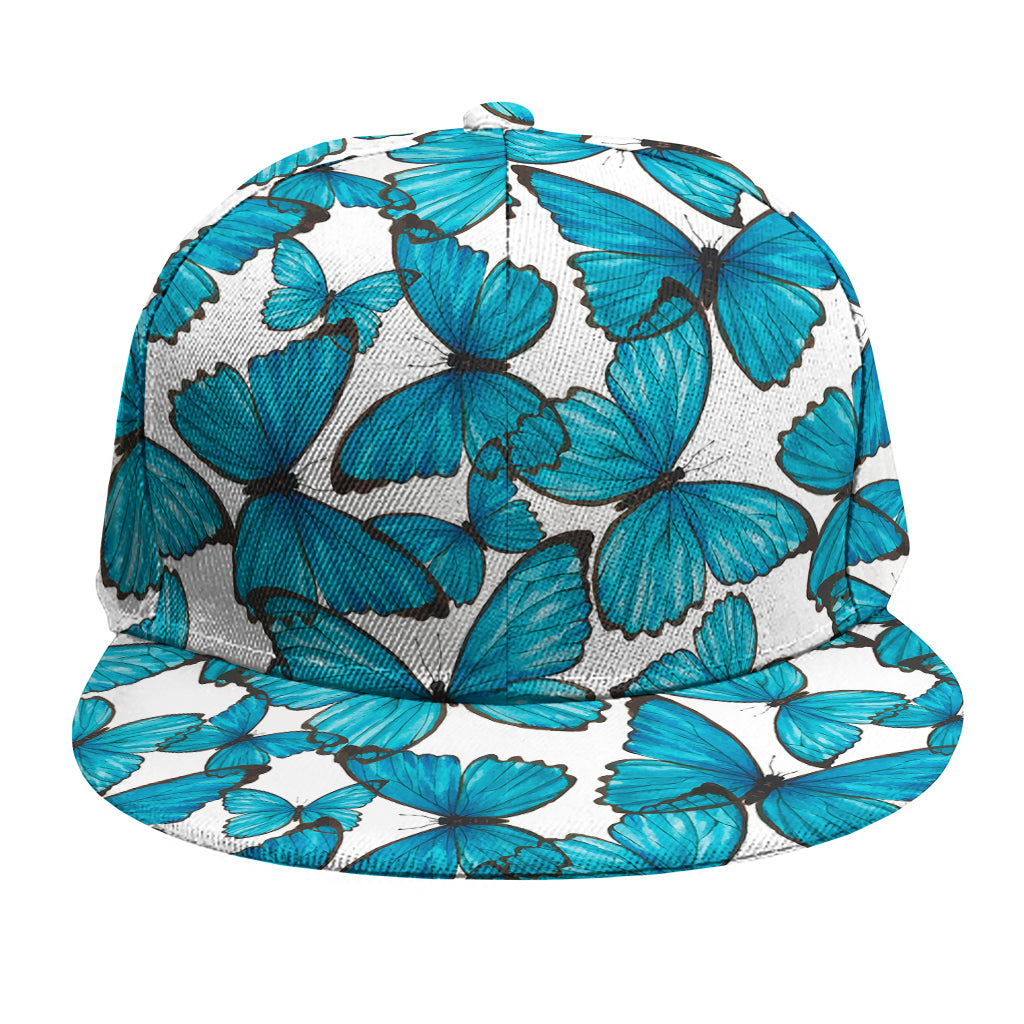 Blue Watercolor Butterfly Pattern Print Snapback Cap