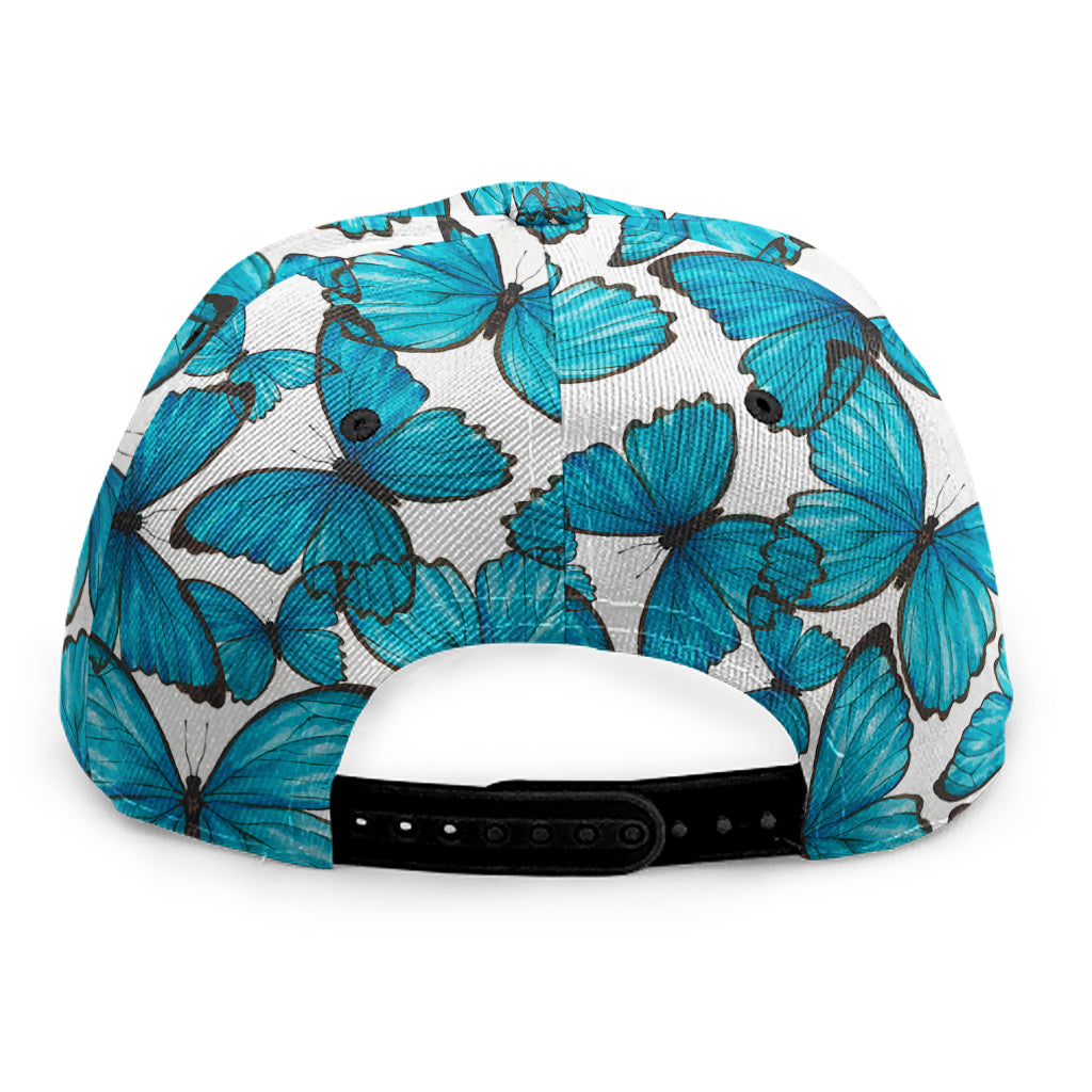 Blue Watercolor Butterfly Pattern Print Snapback Cap
