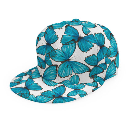 Blue Watercolor Butterfly Pattern Print Snapback Cap