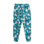 Blue Watercolor Butterfly Pattern Print Sweatpants