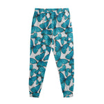 Blue Watercolor Butterfly Pattern Print Sweatpants