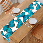 Blue Watercolor Butterfly Pattern Print Table Runner