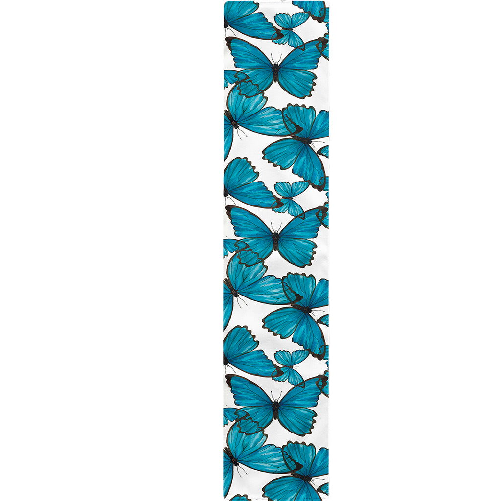 Blue Watercolor Butterfly Pattern Print Table Runner
