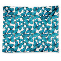 Blue Watercolor Butterfly Pattern Print Tapestry