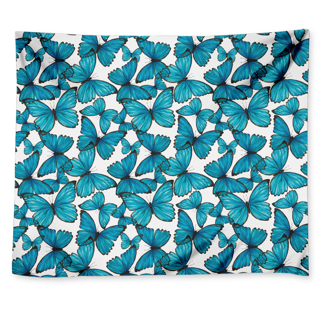Blue Watercolor Butterfly Pattern Print Tapestry