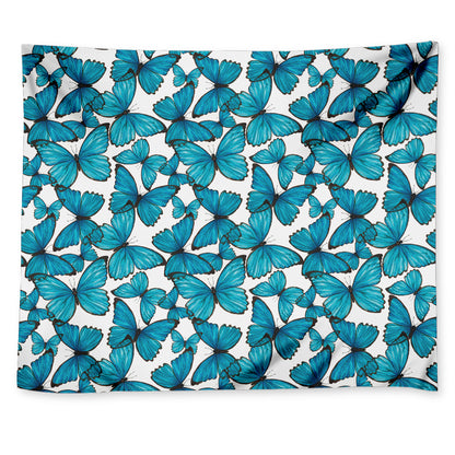 Blue Watercolor Butterfly Pattern Print Tapestry