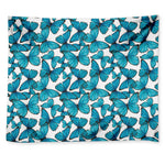 Blue Watercolor Butterfly Pattern Print Tapestry