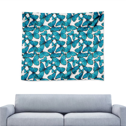 Blue Watercolor Butterfly Pattern Print Tapestry