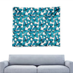 Blue Watercolor Butterfly Pattern Print Tapestry