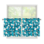 Blue Watercolor Butterfly Pattern Print Tier Curtains