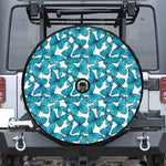 Blue Watercolor Butterfly Pattern Print Tire Cover With Camera Hole