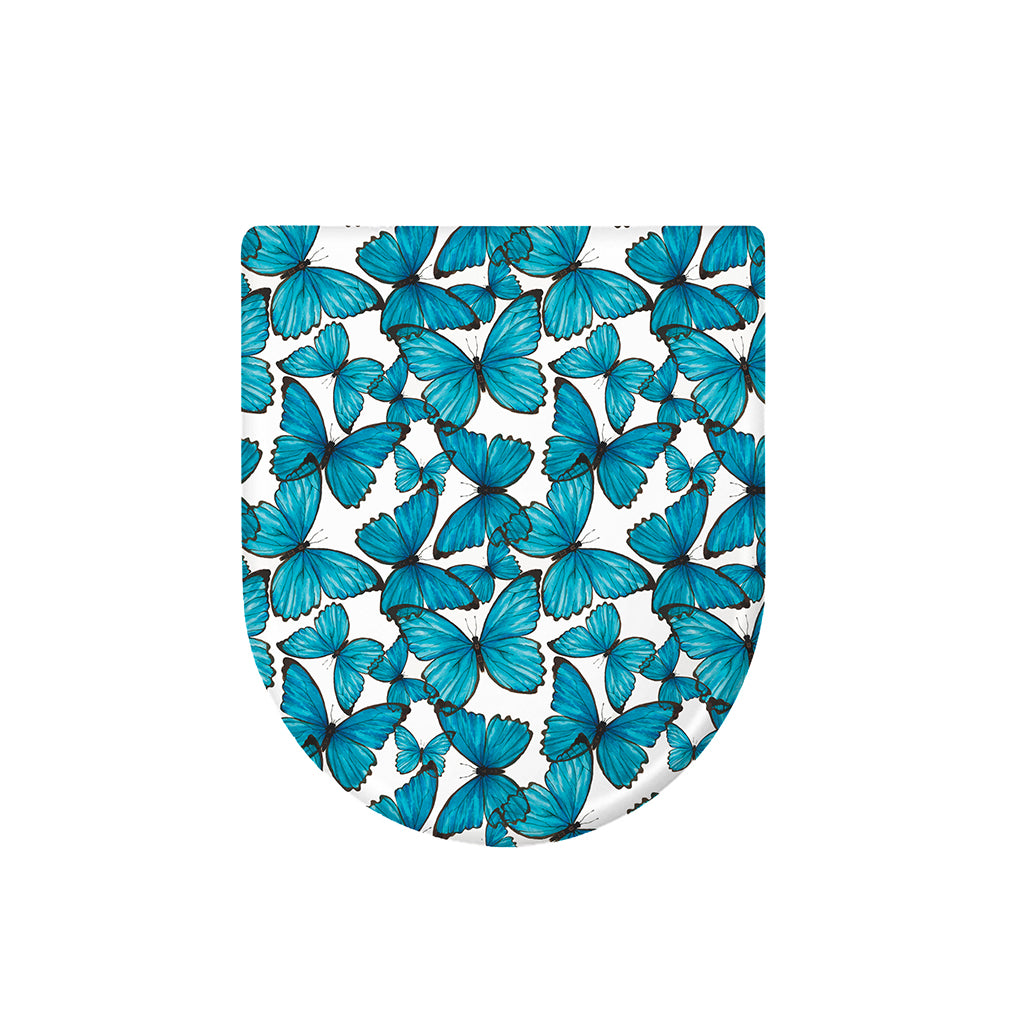 Blue Watercolor Butterfly Pattern Print Toilet Lid Cover