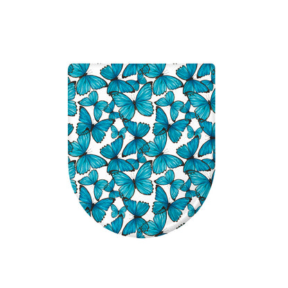 Blue Watercolor Butterfly Pattern Print Toilet Lid Cover