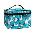 Blue Watercolor Butterfly Pattern Print Travel Makeup Bag