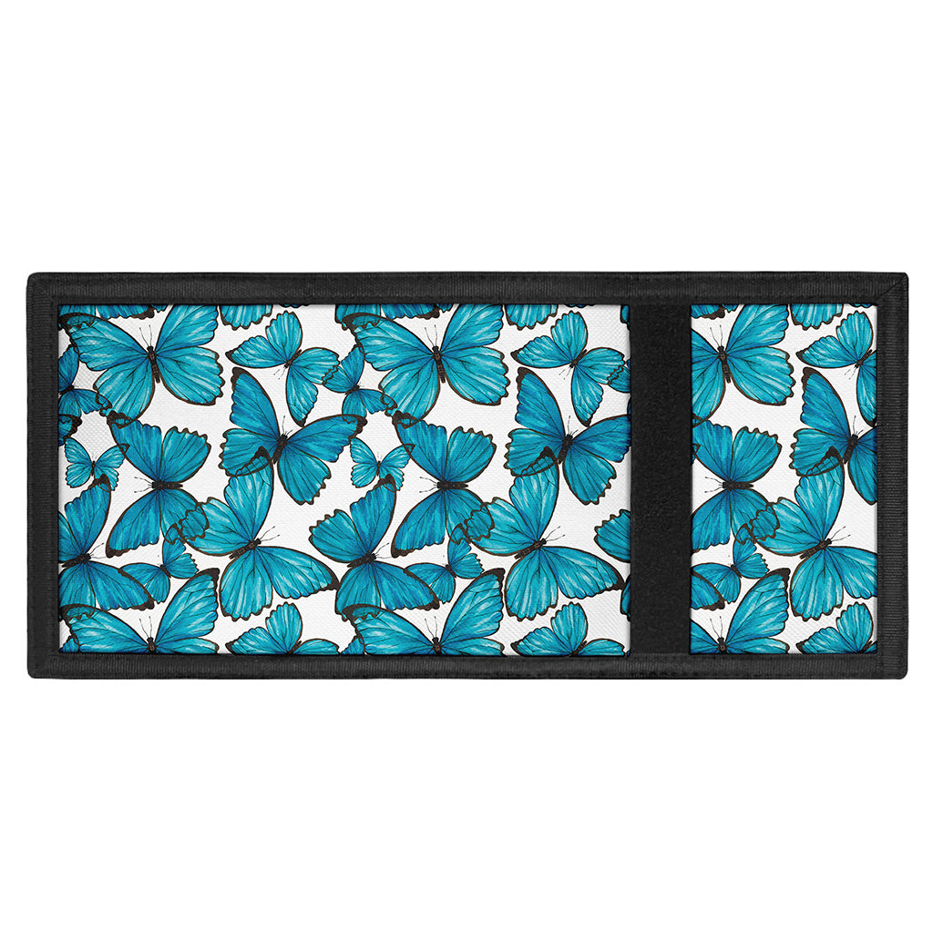 Blue Watercolor Butterfly Pattern Print Trifold Wallet