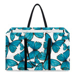 Blue Watercolor Butterfly Pattern Print Utility Tote Bag