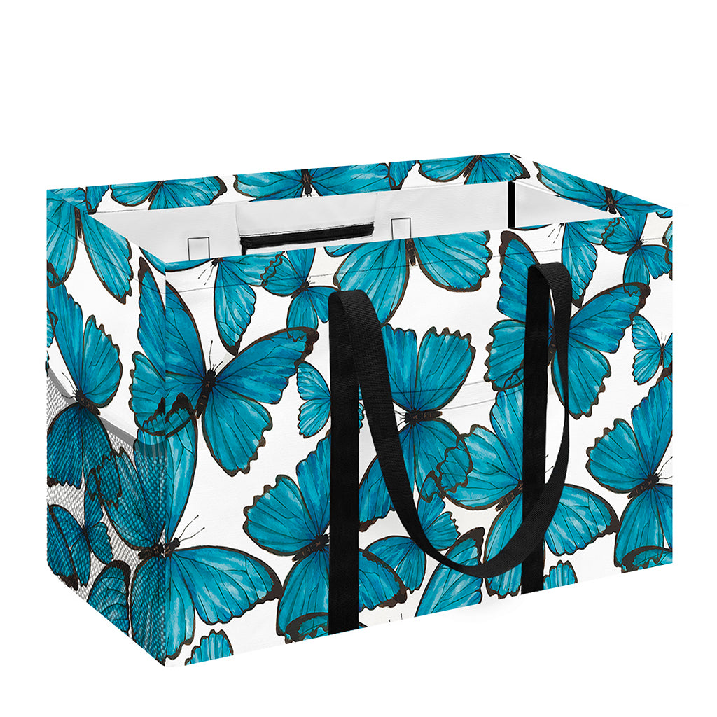 Blue Watercolor Butterfly Pattern Print Utility Tote Bag