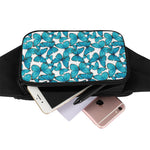 Blue Watercolor Butterfly Pattern Print Waist Bag