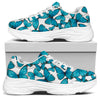 Blue Watercolor Butterfly Pattern Print White Chunky Shoes