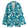 Blue Watercolor Butterfly Pattern Print Women's Blazer