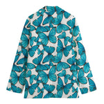 Blue Watercolor Butterfly Pattern Print Women's Blazer