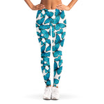 Blue Watercolor Butterfly Pattern Print Women's Leggings