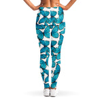 Blue Watercolor Butterfly Pattern Print Women's Leggings