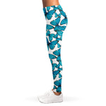 Blue Watercolor Butterfly Pattern Print Women's Leggings