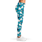 Blue Watercolor Butterfly Pattern Print Women's Leggings