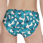 Blue Watercolor Butterfly Pattern Print Women's Panties